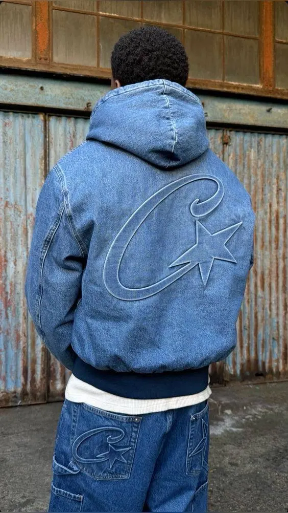 Corteiz Alcatraz Denim Hooded Jacket