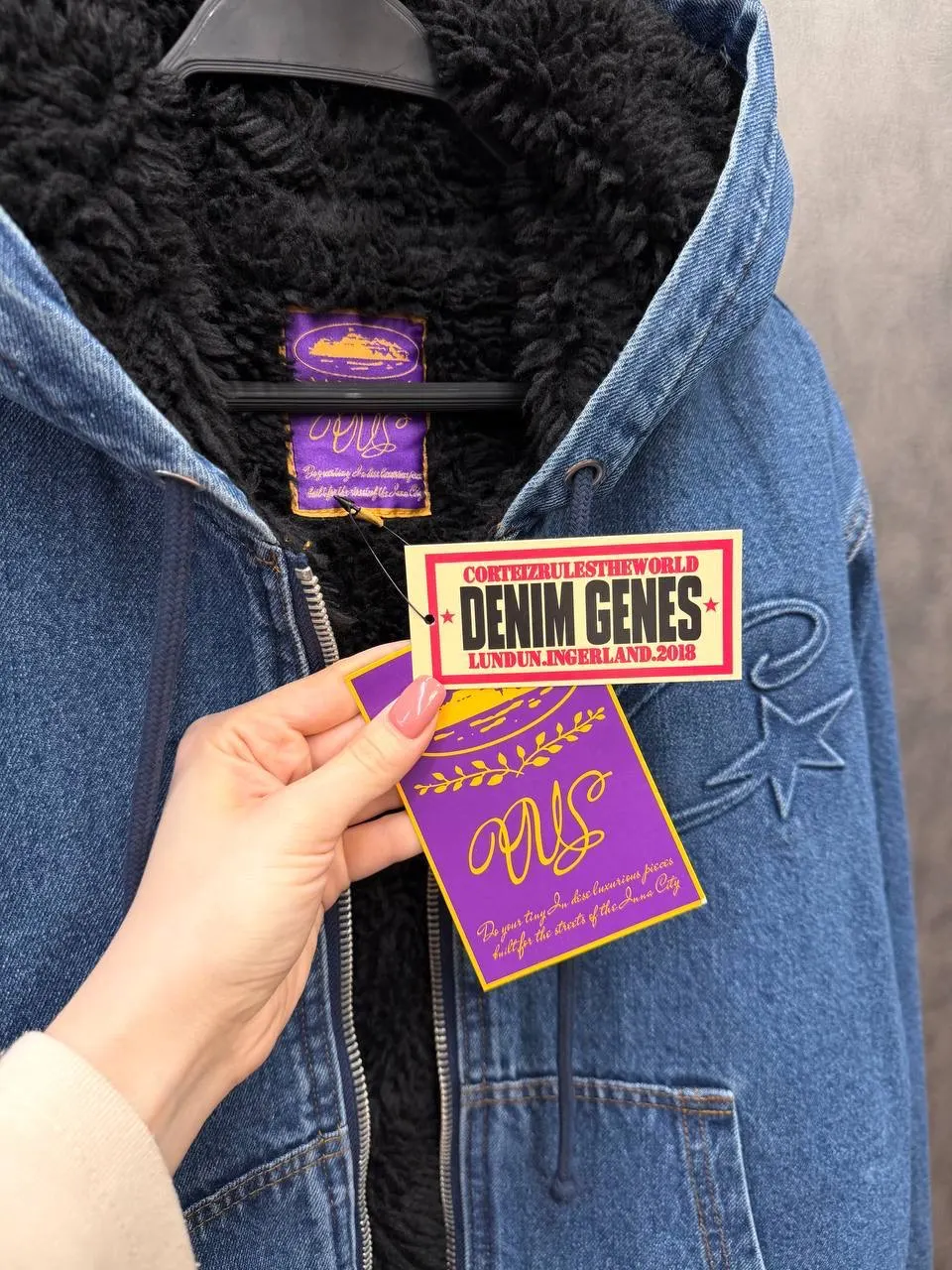 Corteiz Alcatraz Denim Hooded Jacket