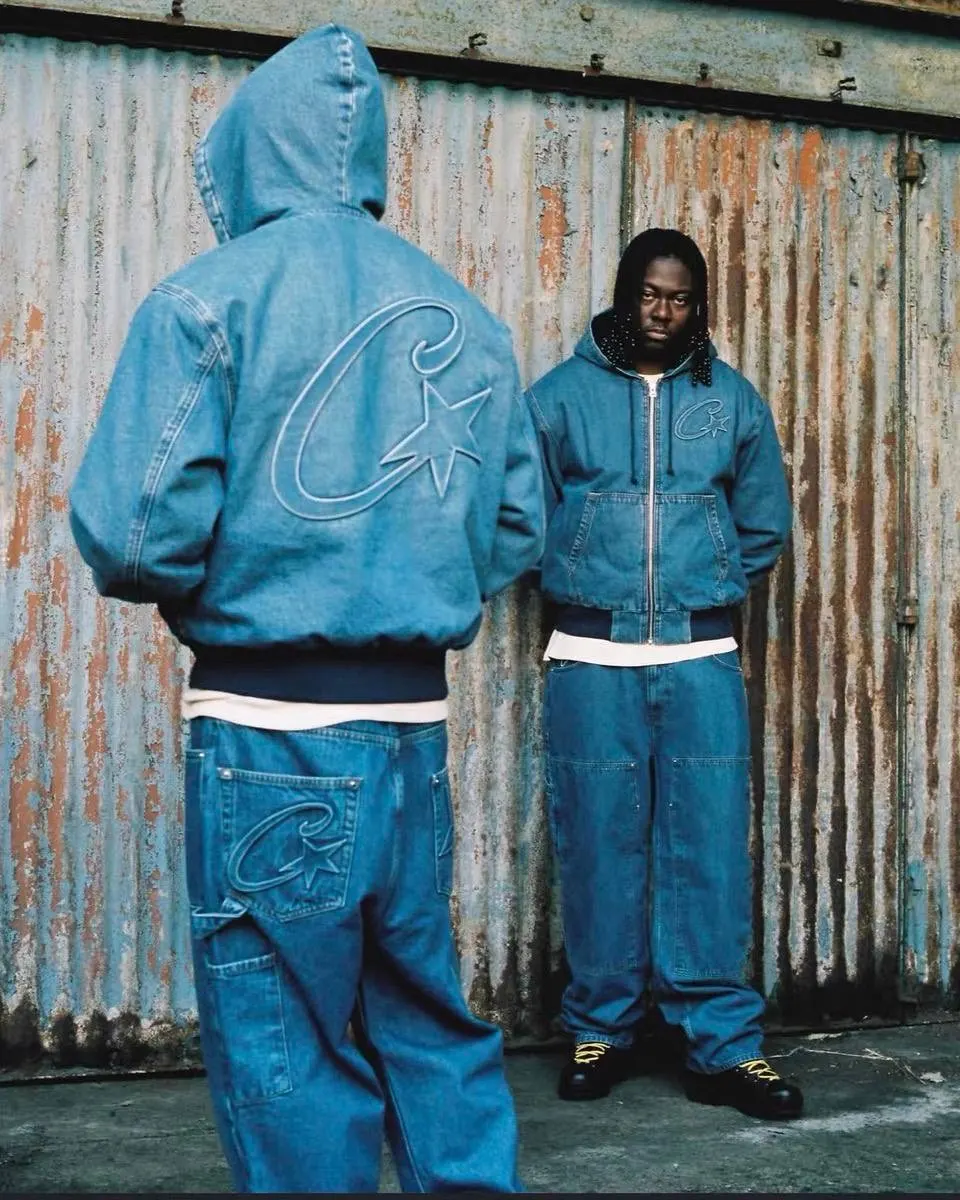 Corteiz Alcatraz Denim Hooded Jacket