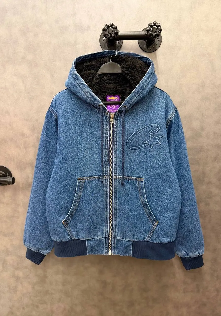Corteiz Alcatraz Denim Hooded Jacket