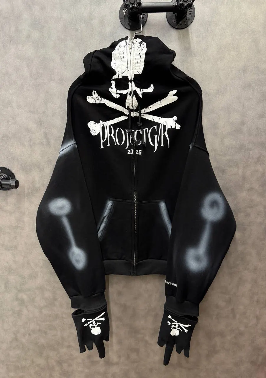 Protocol Index Skull Graphic Zip Hoodie