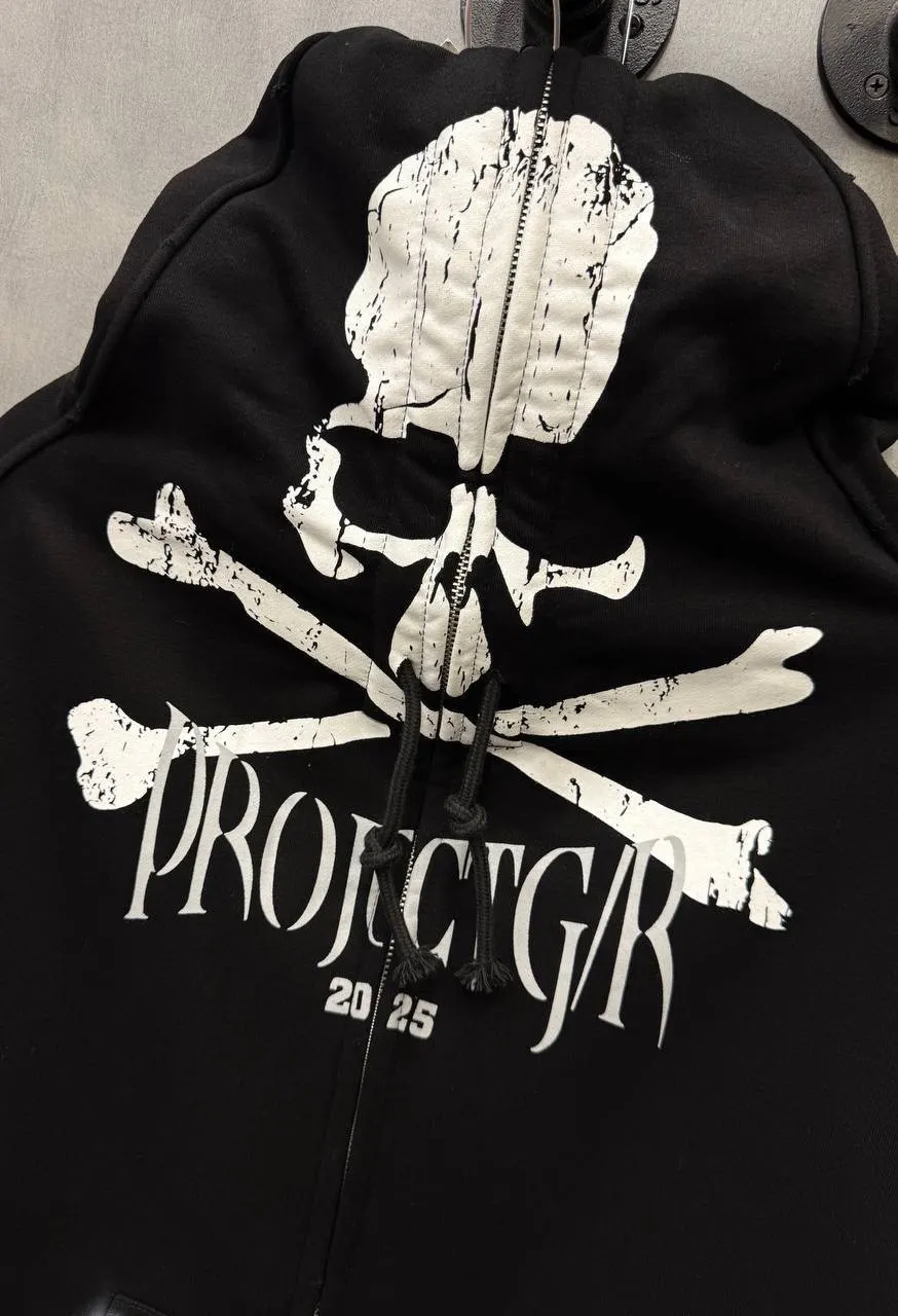 Protocol Index Skull Graphic Zip Hoodie
